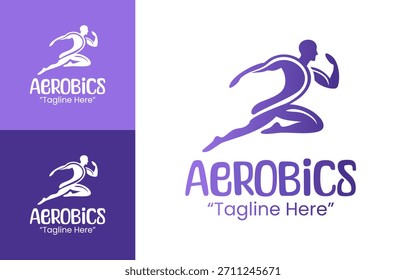 Un logotipo de aeróbicos contemporáneos adecuado para programas atléticos, eventos de bienestar y una marca de fitness moderna.