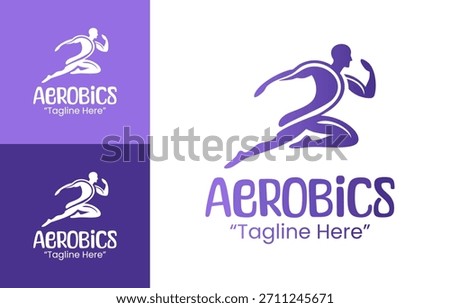 A contemporary aerobics logo suitable for athletic programs, wellness events, and modern fitness branding.