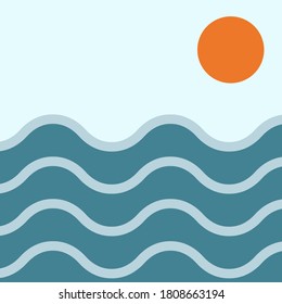 Contemporary aesthetic backgrounds landscapes with Sun, Moon, sea. Earth tones, pastel colors. Boho wall decor.