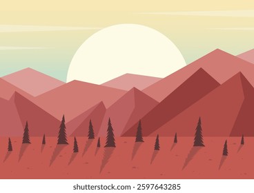 Contemporary aesthetic mountains landscape art. Terracotta colors peruvian hills. Color mountains