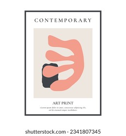 Contemporary algae floral poster. Abstract minimal organic elements, trendy mid century print design. Vector illustration
