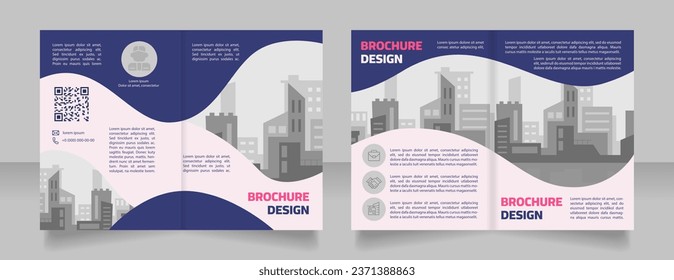 Contemporary architects firm blank brochure design. Small business. Template set with copy space for text. Premade corporate reports collection. Editable 4 paper pages. Myriad Pro, Cairo fonts used