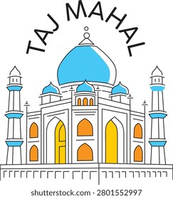 Contemporary architectural artwork showcasing Taj Mahal’s symmetrical marble design