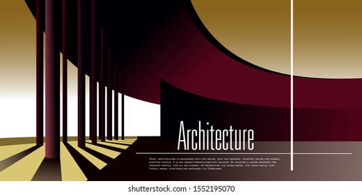 Contemporary architecture vector mockup for a layout landing page or design advertising booklet or leaflet. Abstract flat illustration.