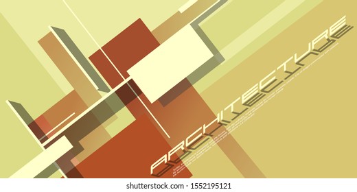 Contemporary architecture vector mockup for a layout landing page or design advertising booklet or leaflet. Abstract flat illustration.