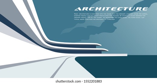 Contemporary architecture vector mockup for a layout landing page or design advertising booklet or leaflet. Abstract flat illustration.
