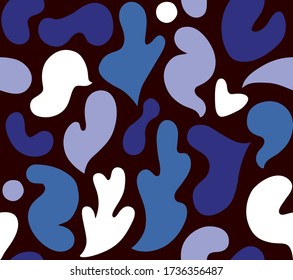 Contemporary art collage with multicolor abstract shapes. Vector seamless pattern with modern Scandinavian cut out elements.