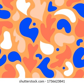 Contemporary art collage with multicolor abstract shapes. Vector seamless pattern with modern Scandinavian cut out elements.