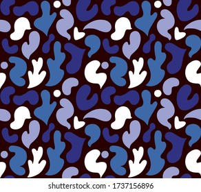 Contemporary art collage with multicolor abstract shapes. Vector seamless pattern with modern Scandinavian cut out elements.