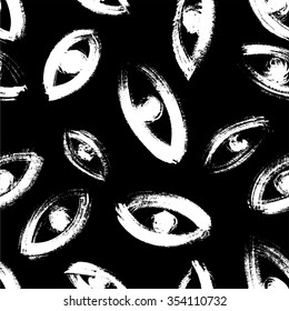 Contemporary art design grunge vector seamless texture for textile design. It was drawn by dry brush. Black and white pattern can be used for cover design