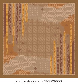 Contemporary art design for scarf pattern with ethnic element. Hijab fashion