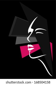 contemporary art female face abstract vector design