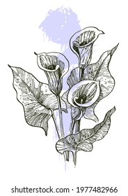 Contemporary art floral posters in trendy colors. Abstract hand drawing flowers and geometric elements and strokes, leaves and flower. 