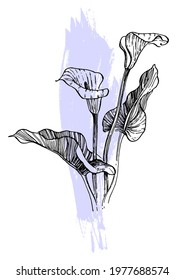 Contemporary art floral posters in trendy colors. Abstract hand drawing flowers and geometric elements and strokes, leaves and flower. 