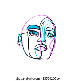 Contemporary art. Human face one line drawing isolated on white background. Creative trendy vector. 