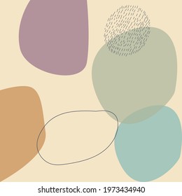 Contemporary art pattern with hand drawn organic abstract shapes. Modern Design for paper, cover, fabric, wall decoration, wall arts, postcards, brochure. Trendy vector illustration.