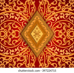 Contemporary art pattern vector on a red background