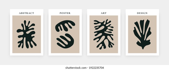 Contemporary art poster. Abstract Matisse inspired shapes for interior decoration. Modern print set, vector illustration