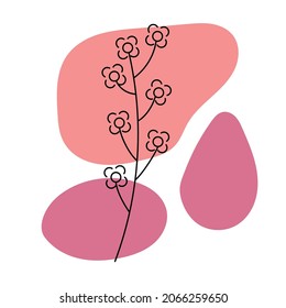 Contemporary art poster botanical boho illustration layout design