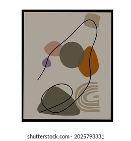 contemporary art poster in pastel colors. Abstract geometric elements and strokes,Great design for social media, postcards, prints.