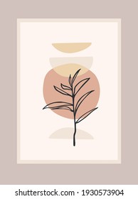 Contemporary art print with abstract plant. Line art. Modern vector design for posters, cards, packaging and more
