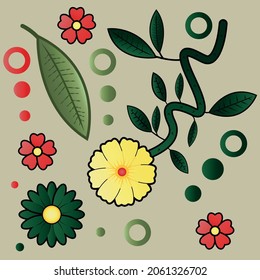 arte contemporáneo patrón impecable con hermosas hojas ramas de flores color crema fondo