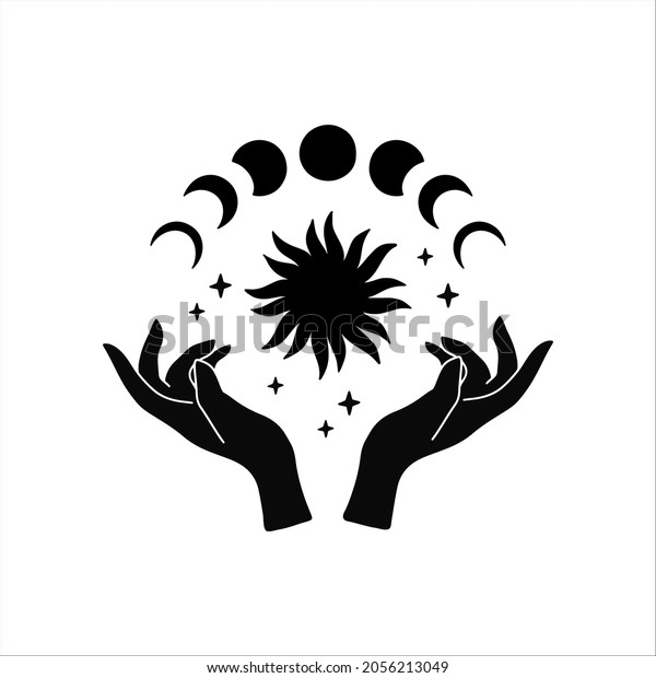 Contemporary Art Witch Hands Moon Phases Stock Vector (Royalty Free ...