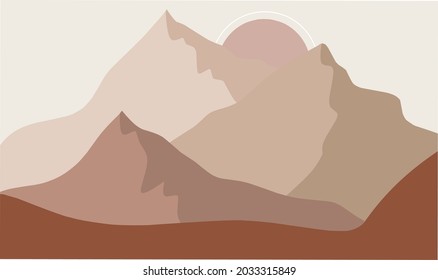 contemporary artistic abstract aesthetic mountains background illustration