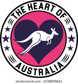 Camiseta del Orgullo Australiano Contemporáneo con un canguro audaz en diseño de corazón.