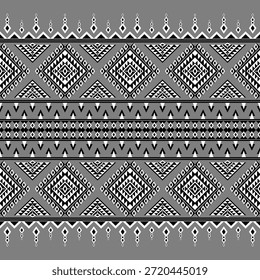 Modelo inconsútil geométrico azteca contemporáneo, gris étnico tribal americano nativo navajo, patrón blanco y negro.