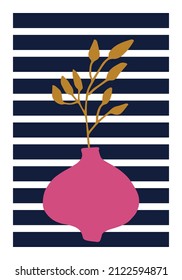 fondo contemporáneo con una planta en jarrón. ilustración vectorial