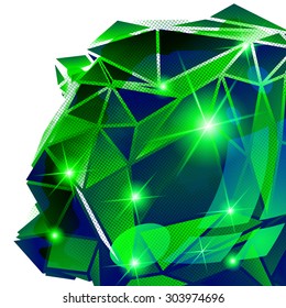 Contemporary background with plastic pixel three-dimensional template created from geometric figures, shiny dotted futuristic fond.