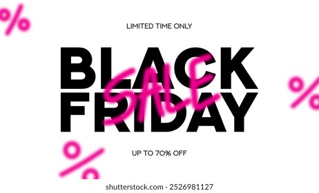 Banner contemporâneo para Black Friday. Símbolo de texto mínimo de tipografia para venda Black Friday com oferta de desconto. Modelo de design para venda Black Friday, promoção, publicidade e anúncio de mídia social.