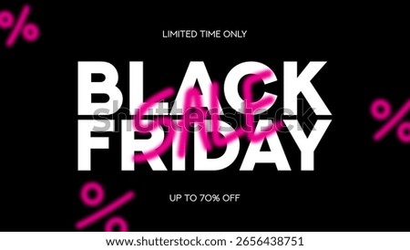 Contemporary banner for Black Friday. Typography minimal text symbol for Black Friday sale with discount offer. Design template for Black Friday sale, promotion, advertising and social media ad.