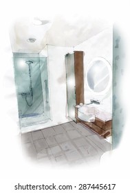 Moderne Badezimmer Innendusche.