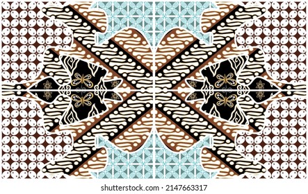 Batik contemporáneo con una combinación de motivos batik. patrones de batik que pueden aplicarse a tejidos de algodón u otras necesidades.