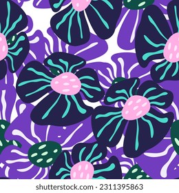 Contemporary big bud flower seamless pattern. Cute stylized flowers background. For fabric design, textile print, wrapping paper, cover. Vector illustration