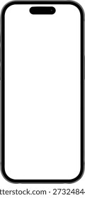 Contemporary black smartphone with a large empty white display, ideal for showcasing mobile application designs or responsive website layouts.