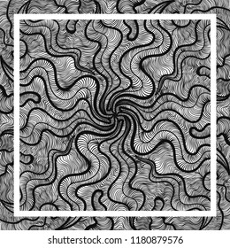 contemporary black and white leaves lines pattern with white frame