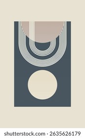 Contemporary bohemian wall art featuring bold geometric shapes and clean line patterns in muted tones