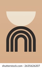 Contemporary bohemian wall art featuring bold geometric shapes and clean line patterns in muted tones
