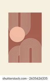 Contemporary bohemian wall art featuring bold geometric shapes and clean line patterns in muted tones