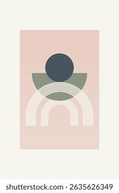 Contemporary bohemian wall art featuring bold geometric shapes and clean line patterns in muted tones