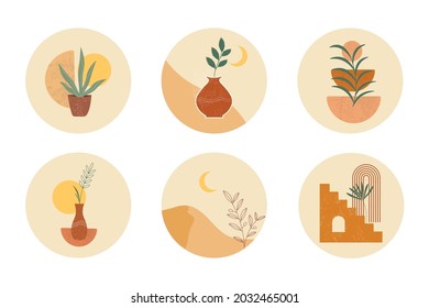 contemporary boho minimalist collection vector illustration 