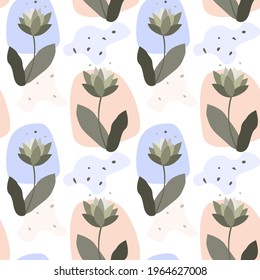 Contemporary boho Plant seamless pattern background for design  wallpaper, wrapping paper, scrapbooking etc.