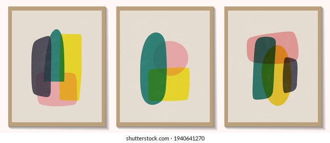 Contemporary boho templates with abstract shapes geometric composition