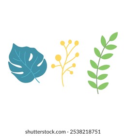 Contemporary Botanical Leaf Branch Vector Illustration