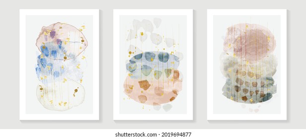 Contemporary botanical prints wall art. Golden palm and tropical leaves background vector. watercolor canvas frame design for prints and home decor.
