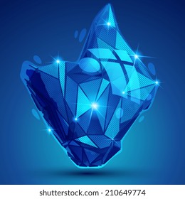 Contemporary bright 3d object, dot textured dimensional distorted template.