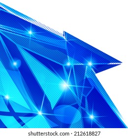Contemporary bright background with dot textured dimensional distorted object.